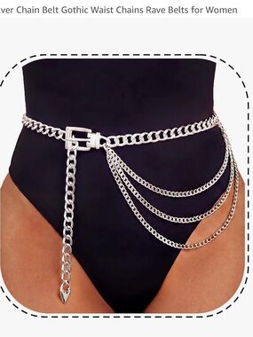 bnwt Silver Chain Belt Gothic Waist Chains Rave Belts for Women